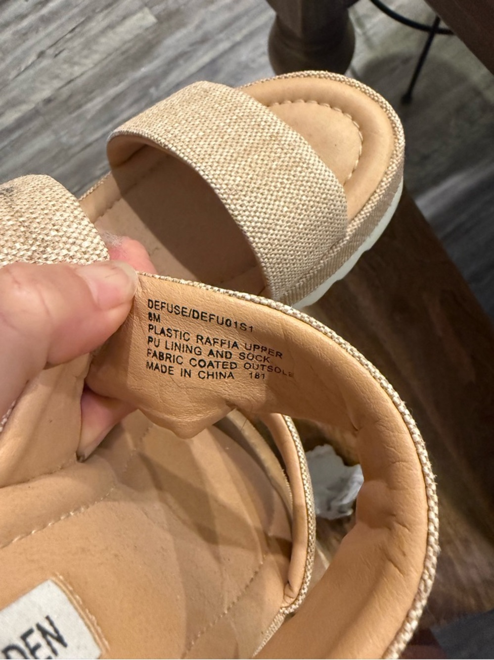 Steve Madden Neutral Raffia Slide Sandals